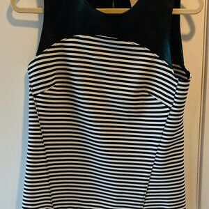 Banana Republic Sleeveless Top, Black with Black and White Stripes, 8